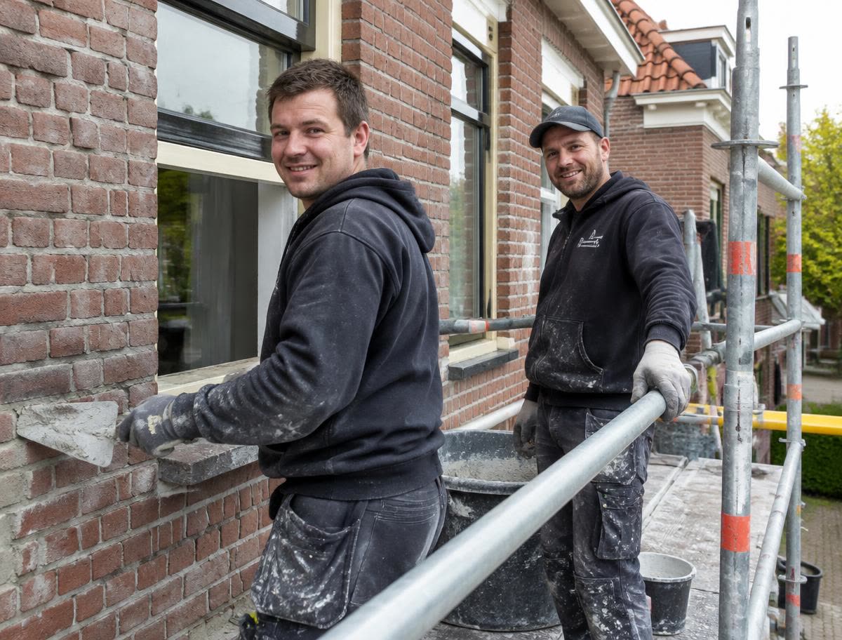 Ons team aan het werk bij een gevelrenovatie